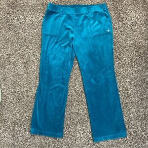 Juicy Couture Track Pant Women's 2X Deep Teal Velour Y2K Athleisure Cozy Comfy